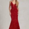 N C1109 - Full Sequin Fit & Flare Prom Gown with Corset Back