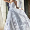 CD CD205 - A-Line Ball Gown With V-Neck Rhinestone Embellished Spaghetti Straps & Layered Shimmer Tulle Skirt