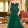 CD CDS482C Plus Size Strapless Lace Embellished Mermaid Prom Gown